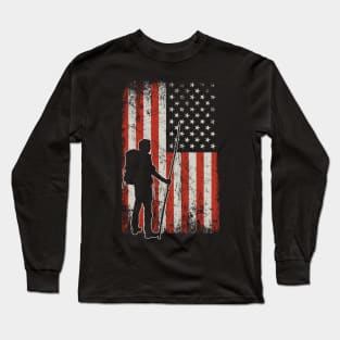 USA Flag Hiking Long Sleeve T-Shirt